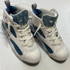 Kids White and Blue High-Top Sneakers